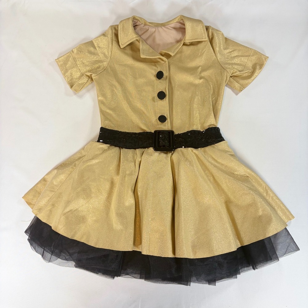 Revolution‎ Dancewear Gold Metallic Sequin Belt Dance Costume Dress Kids Size MC